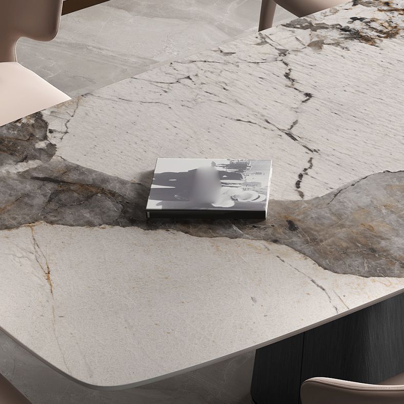 Rectangle Stone Dining Table Modern Dining Table with Pedestal Base