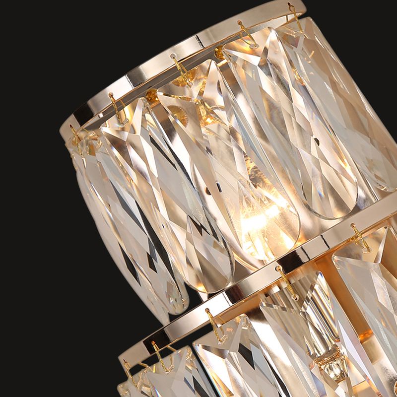 Unique Shade 3 Lights Wall Sconce Modern Style Crystal Wall Mount Light Fixture in Brass