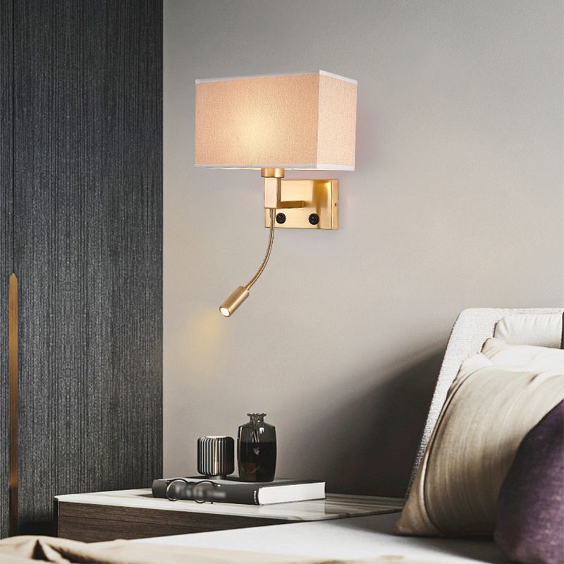 Modern Rectangular Wall Mount Lamp Fabric 2 Lights Wall Light Fixture