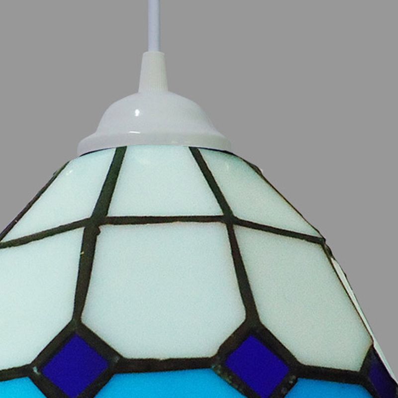 Art Glass Suspension Pendant Light Tiffany Bowl Hanging Pendant for Dining Room