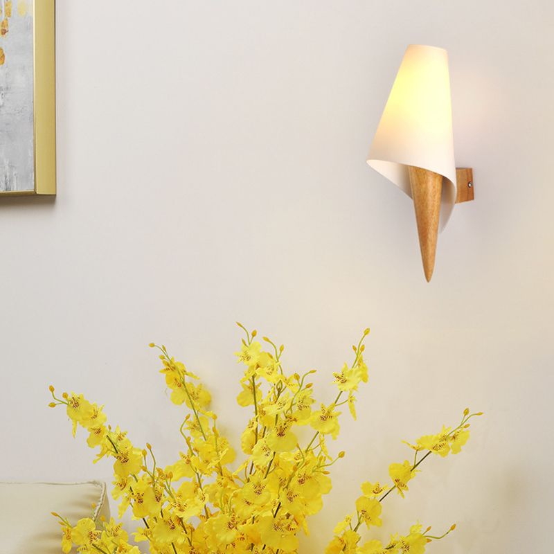 Moderner Stil Geometrisch geformte Wandlampe Holz 1 Lichtwandbeleuchtung Armaturen