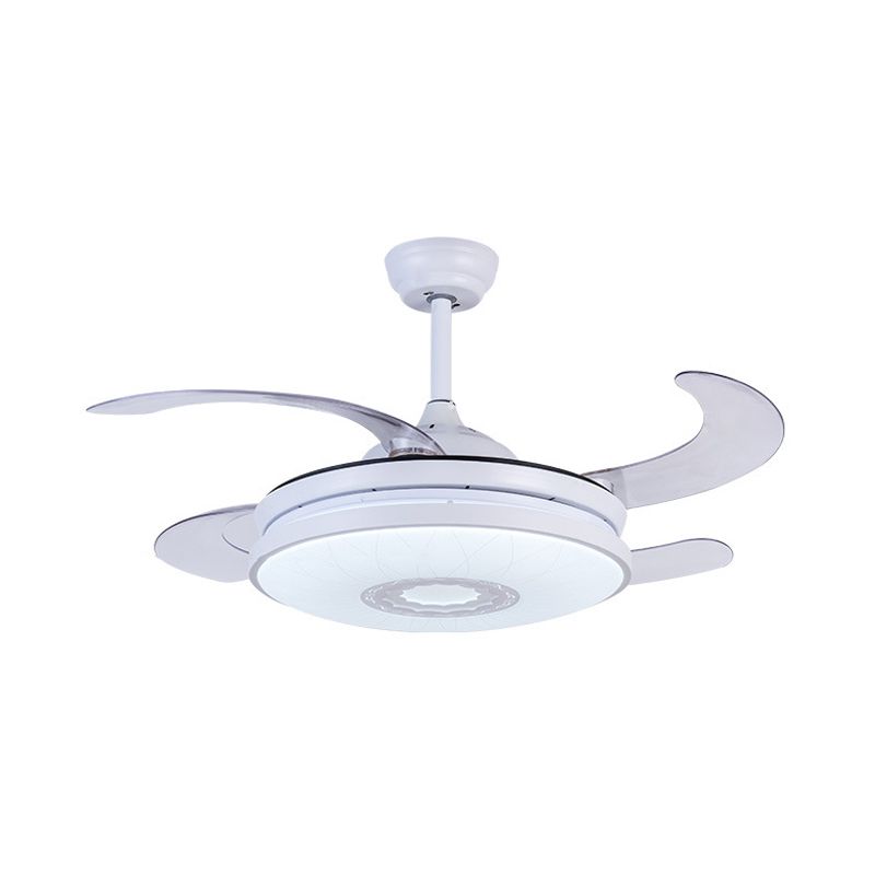 Éclair de ventilateur de plafond en acrylique à LED 36 "LEDTHE MODERNIST MODERNISTRE COURT COURT SEMI FUX LIGHT DIMPRICAL AVEC 4 lames, télécommande / mur / télécommande et Contrôle du mur