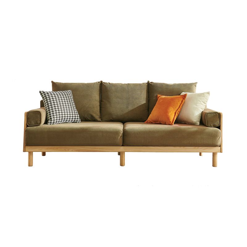 Scandinavian 2-seater Living Room Couch Square Arm Sofa with Pillow Back