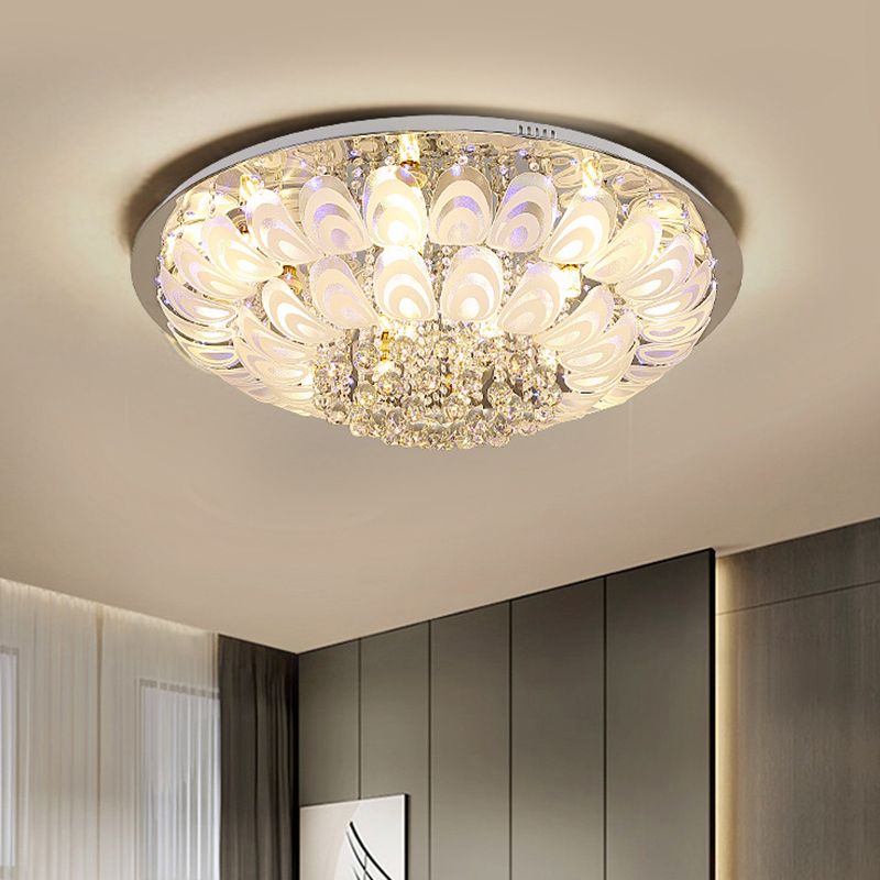 5/8/14-Light Modernism Golden Finish Flush Mount Lighting Round LED Ceiling Light