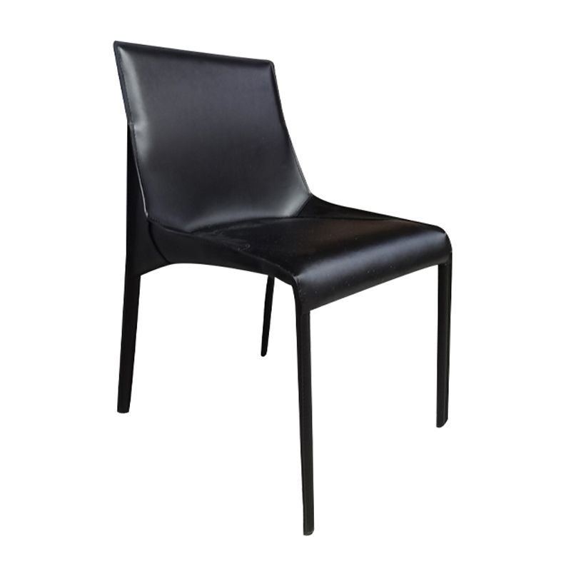 Silla de cuero para el hogar estilo diseñador, acabado mate, silla lateral de comedor Parsons