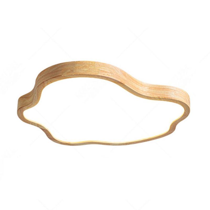 Contemporary LED Ceiling Light Wood Flush Mount Lighting for Foyer