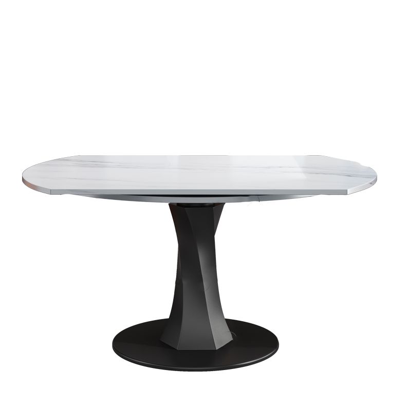 Modern Pedestal Dining Table Stone Top Dining Table with Leaf Extension