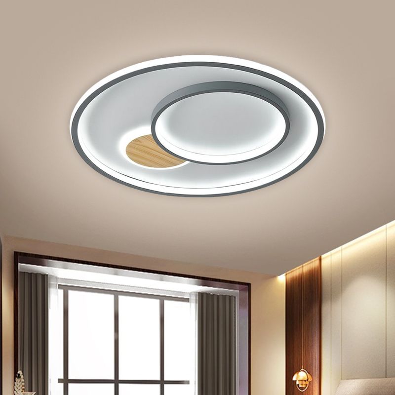 16.5"/20.5" W Acrylic Round Ceiling Lamp Modernist LED Flush Mount Lighting Fixture in Grey, Warm/White Light