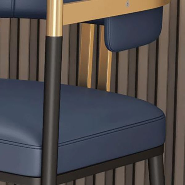 Leather Bar Stool Glam Backrest Counter Stool for Living Room with Black Legs