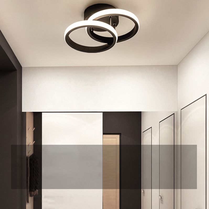 Geometric Semi Mount Lighting Simple Style Metal LED Aisle Semi Flush Light Fixture