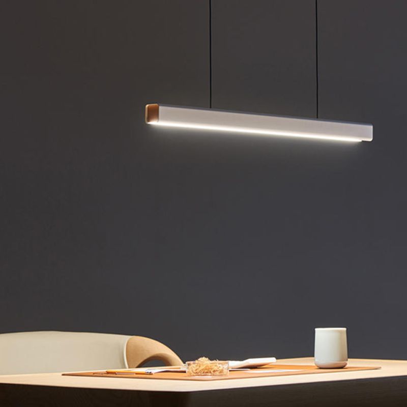 Modern Rectangle Island Lamps 1-Head Restaurant Pendant Light Fixtures with Acrylic Shade