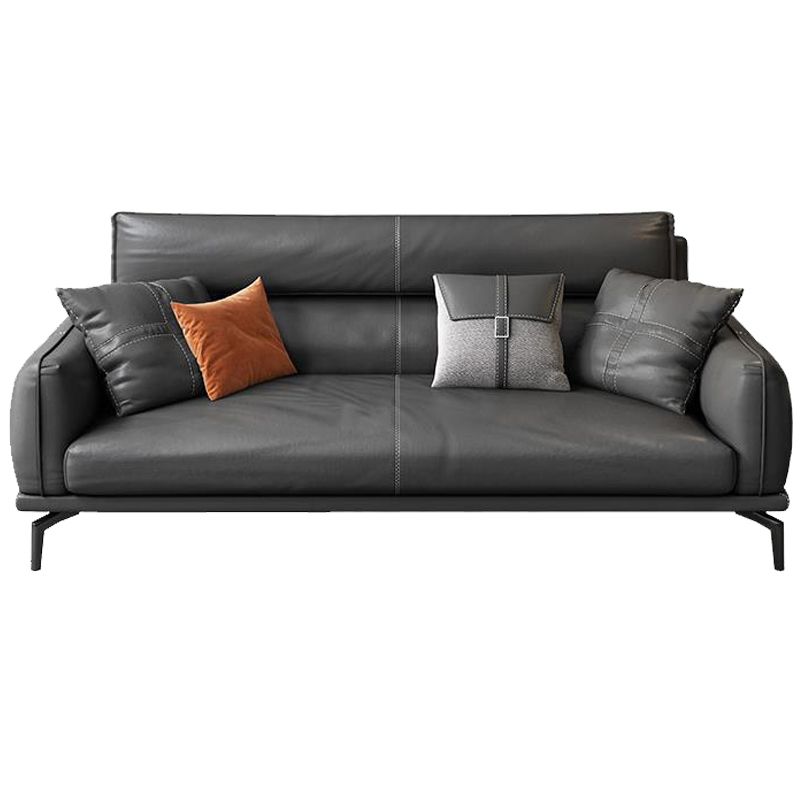 Black Frame Modern Style with Pillow Back Against Leather/leather Seat