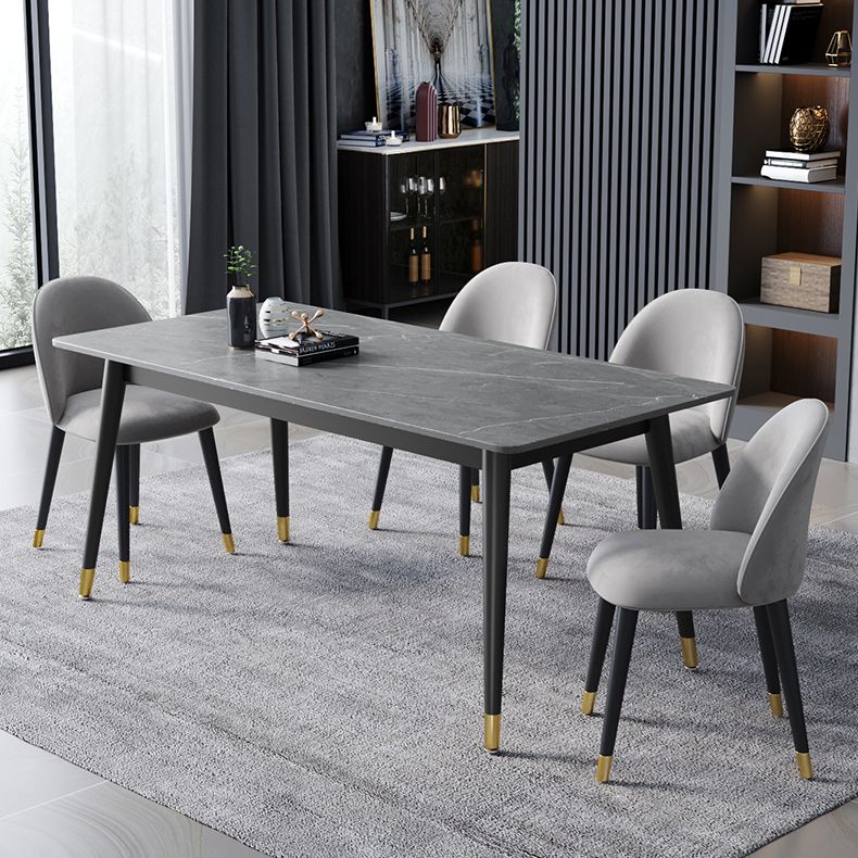 Contemporary Fixed Dining¬†Room¬†Table¬†Set with Metal 4 Legs Base Dining Table Furniture