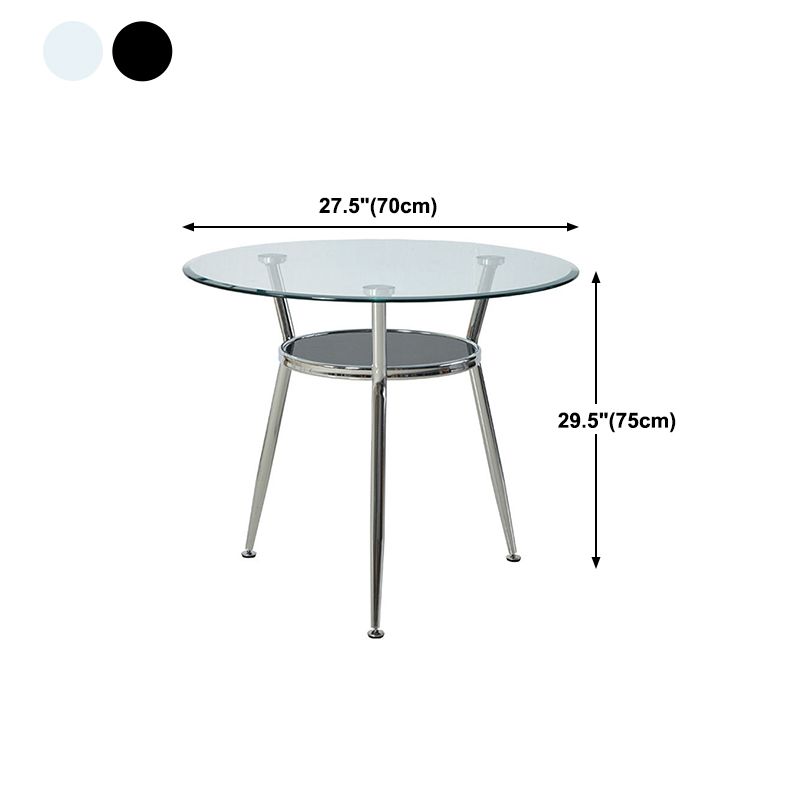 Metal Modern Round Indoor Table Glass Top Table for Kitchen and Dining Room