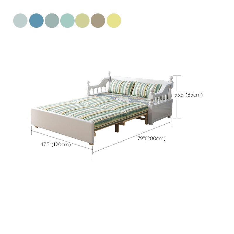 Contemporary Solid Wood Fabric No Theme Rubberwood Upholstered Bed