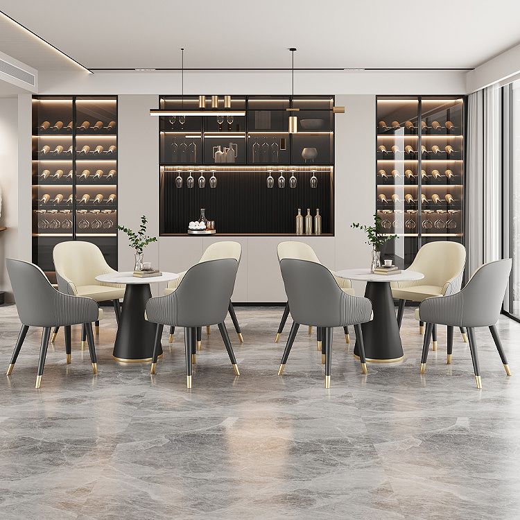 Sillas de comedor de cuero sintético Glam, silla lateral tapizada para uso en restaurantes