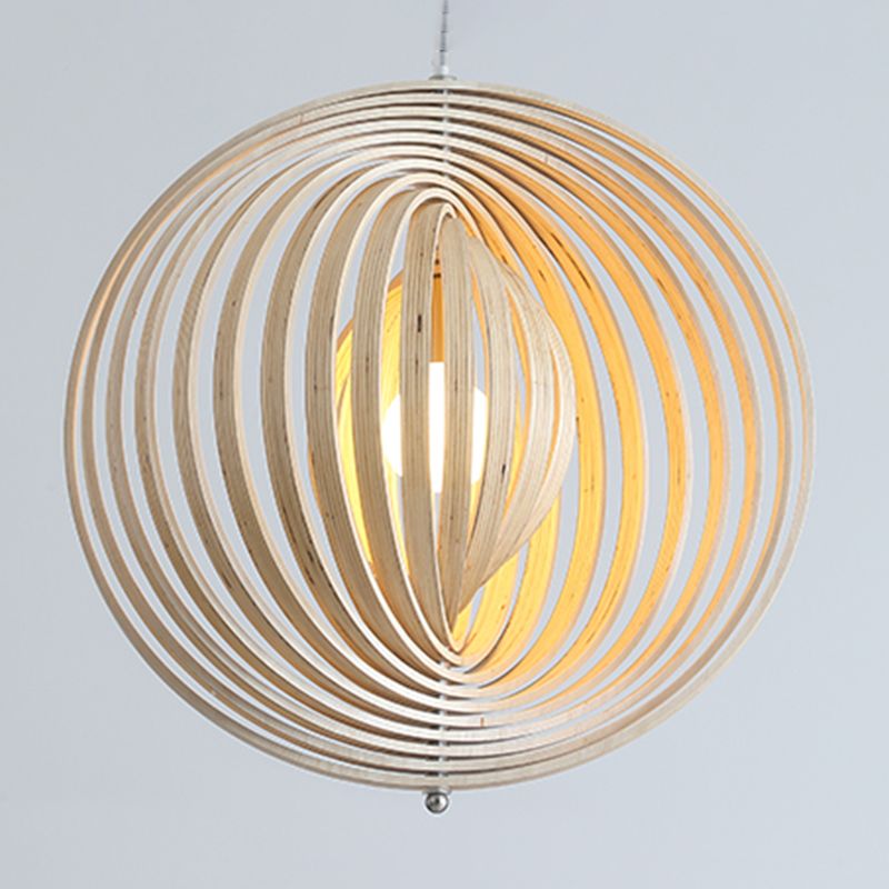 Forme sphérique Éclairage suspendu en bois massif de style moderne 1 suspension légère pour le chevet