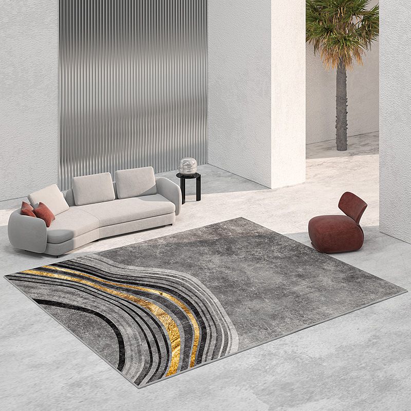 Orange Modern Rug Polyester Graphic Rug Non-Slip Backing Rug for Living Room