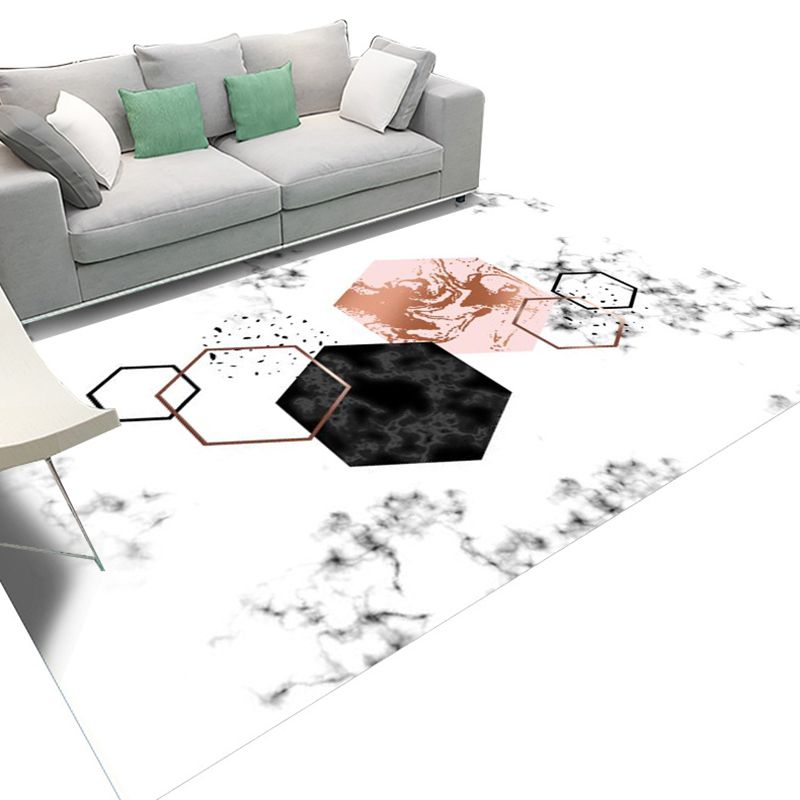 Trendy Marble Surface Print Rug Contemporary Creative Area Rug Polyester Friendly Washable Carpet for Home Decoration