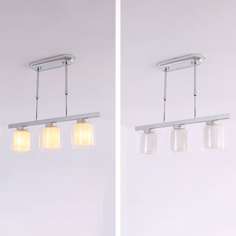 Cilíndrico de techo de la isla de vidrio lámparas de comedor industrial lámparas de la isla