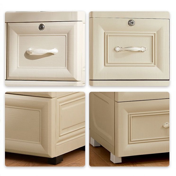 Contemporary Wardrobe Armoire with Drawer Plastic Non-Hanging Armoire