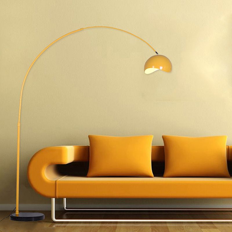 Visstang Stand Vloericht Modern metalen 1 lamp Zwart/gele vloerlamp met koepelschaduw