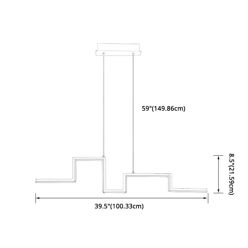 Luce a ciondolo a led grigio in ferro battuto in gel di silice in stile conciso moderno luce appesa lineare per sala da pranzo