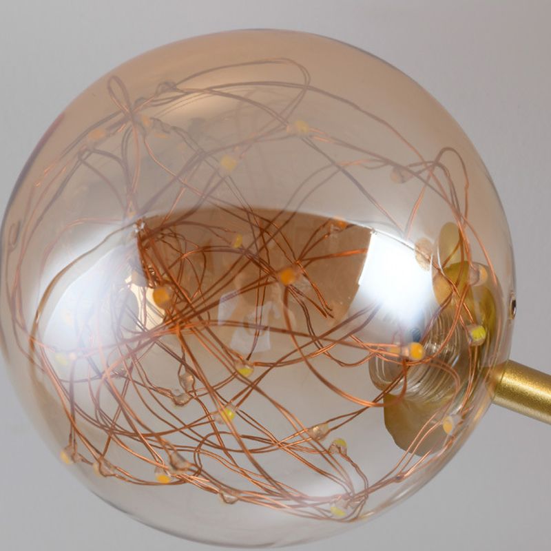 Modern Ball Semi Flush Ceiling Light Glass Living Room LED Ceiling Light