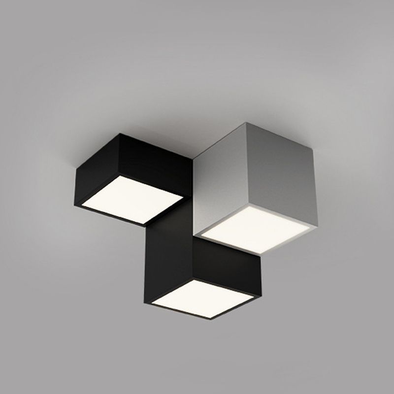 Square Shape LED Ceiling Lamp Modern Iron Flush Mount for Bedroom
