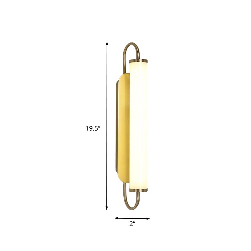 Arc Rectangle Metal Wall Sconce Post-Modern LED Gold Wall Mount Fixture with Tube Acrylic Shade