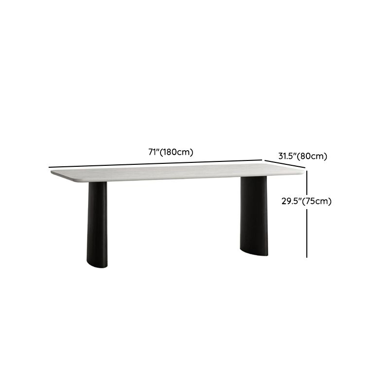 Contemporary White Retractable Wooden Dining Table with Double Pedestal