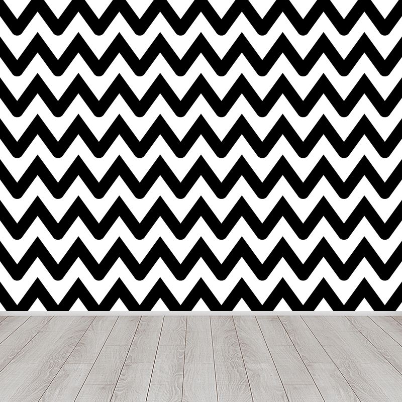 Whole Geometric Shapes Wallpaper Mural Black and White Non-Woven Wall Covering for Decor, Custom