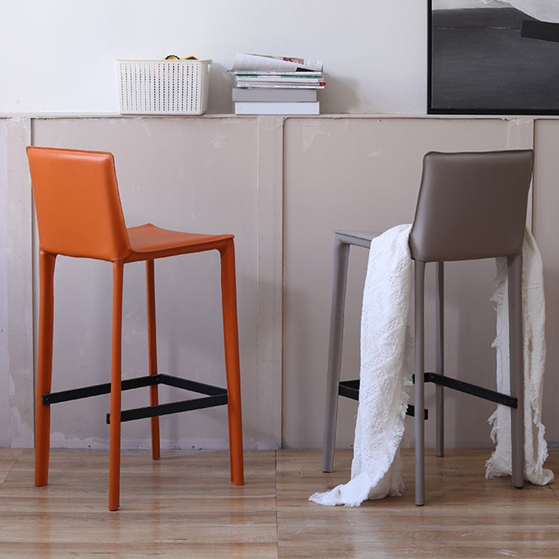 Scandinavian Leather Counter Stools Metal Bar Stool for Home Use