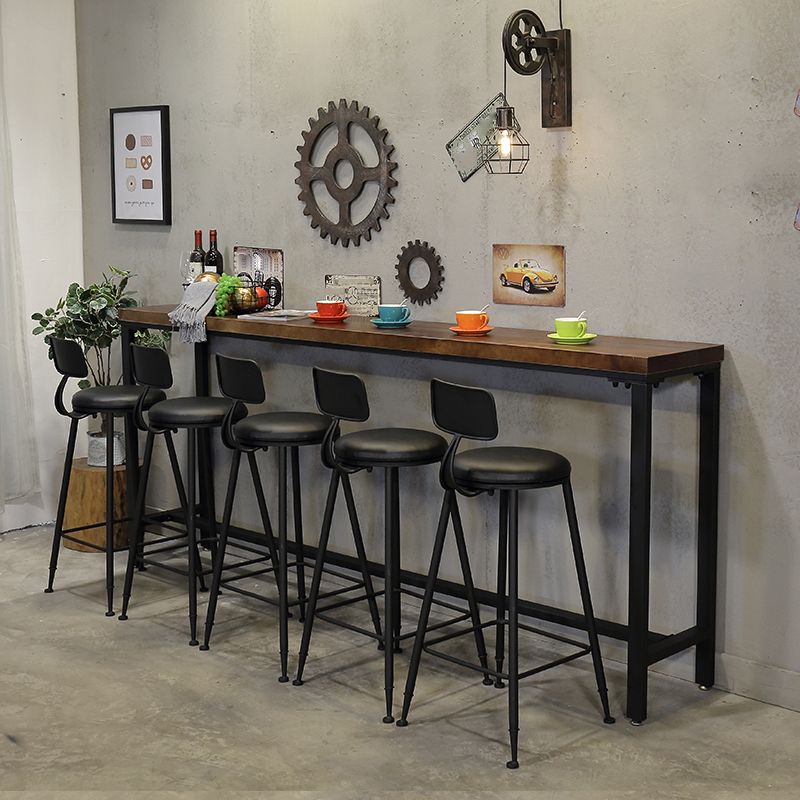 Coffee Shop Rectangle Wood Top Counter Table Iron Base Industrial Bar Table