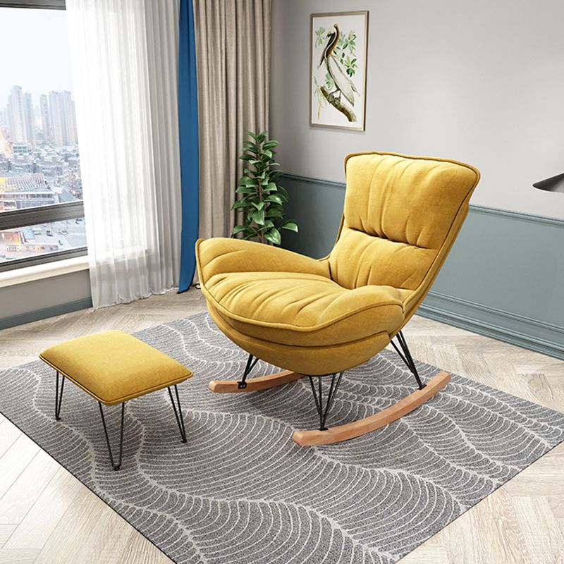 Modern Rocking Chair Upholstered Removable Cushions Rocking Accent Chair with Dark Legs