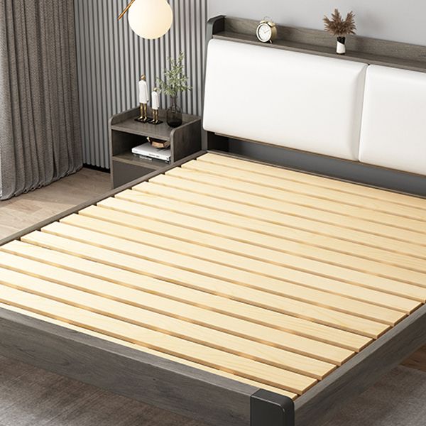 Solid Wood Standard Bed with Upholstered Headboard 36.22" High