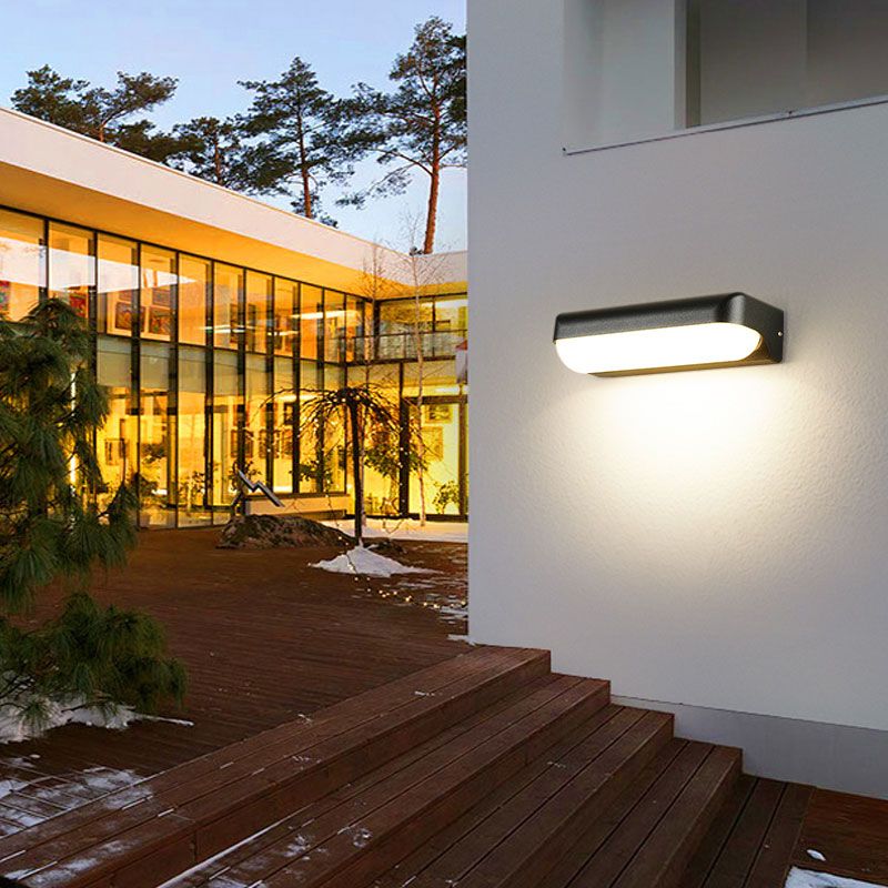 Capsule Wall Sconce Light Minimalist Metallic Black LED Wall Mount Lighting for Balcony