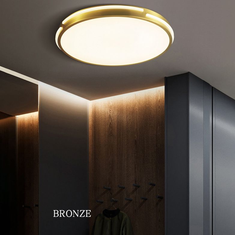 Drum Shape Metalen Plafond Verlichting Moderne Minimalistische Stijl LED Woonkamer Flush Lamp in Goud