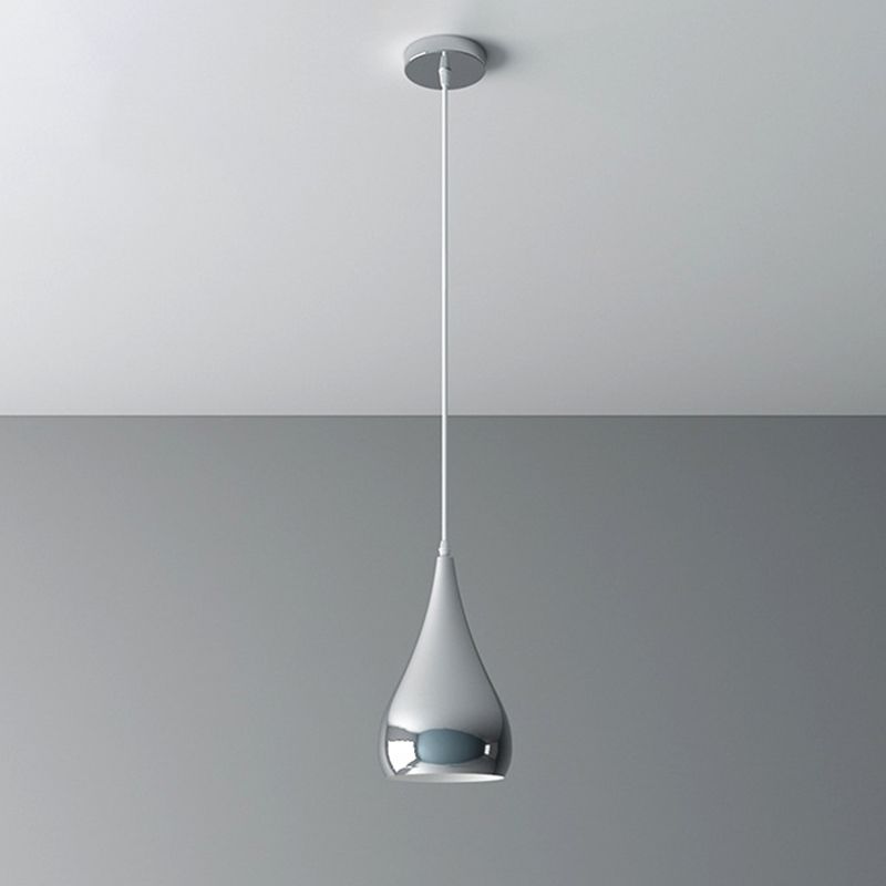 Sospensione geometrica in stile postmoderno Metal 1 Lampadina sala da pranzo a sospensione in argento