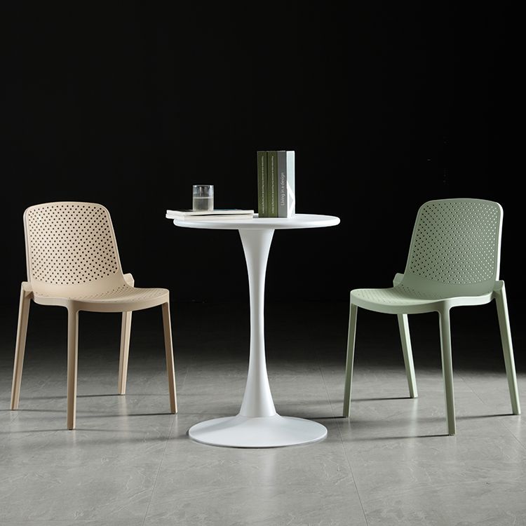 Home Contemporary Side Chair Solid Back Plastic Stackable Dining Room Chair