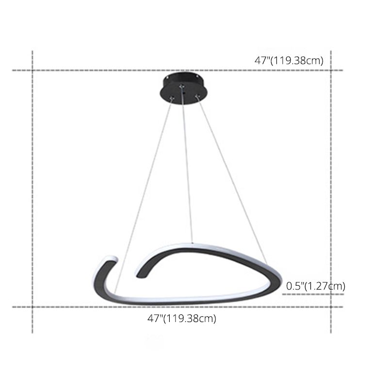 Metal Shaded Chandelier Lighting Fixture Modern LED Suspended Lighting Fixture in Black