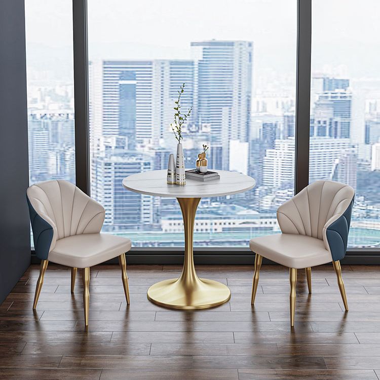 Scandinavian Kitchen Dining Room Set with  Sintered Stone Top and Metal Base Dining Set