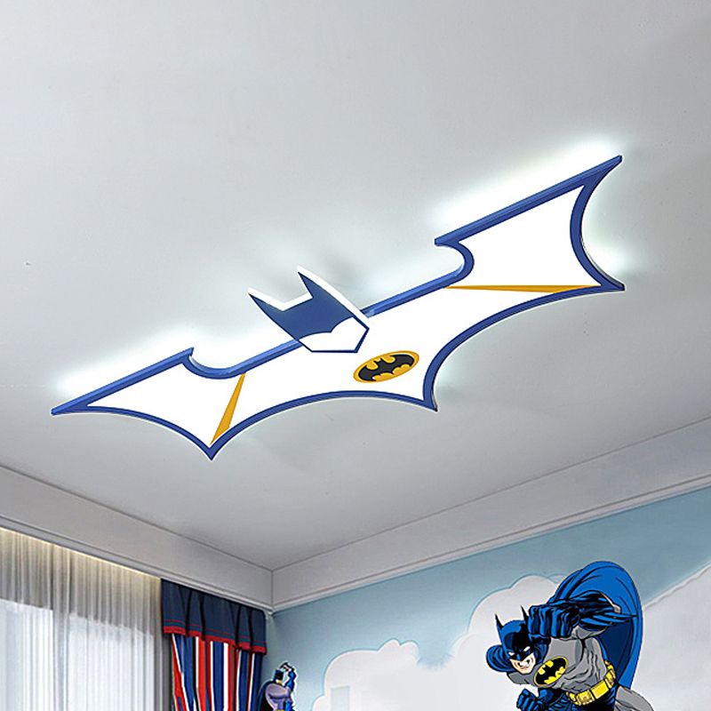 Black/Blue Batman Flush Light Fixture Kids LED Acrylic Flush Mount Lamp for Boys Room