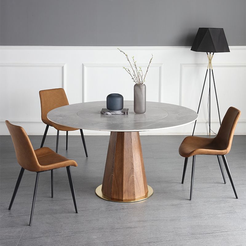 Sillas de comedor de cuero estilo moderno con respaldo macizo y 4 patas negras (juego de 2)