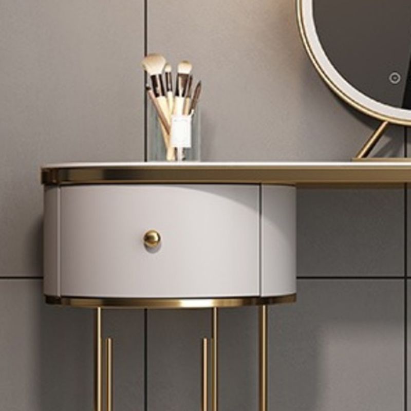 Glam Slate Top Makeup Vanity Desk Table Grey Dressing Table with Drawer