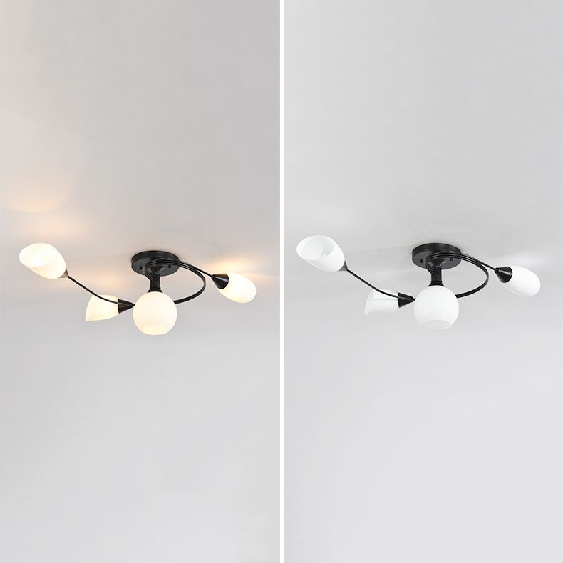 Schattiertes Wohnzimmer halb Flush Deckenleuchte Einfachheit Glasdecke Flush Mount