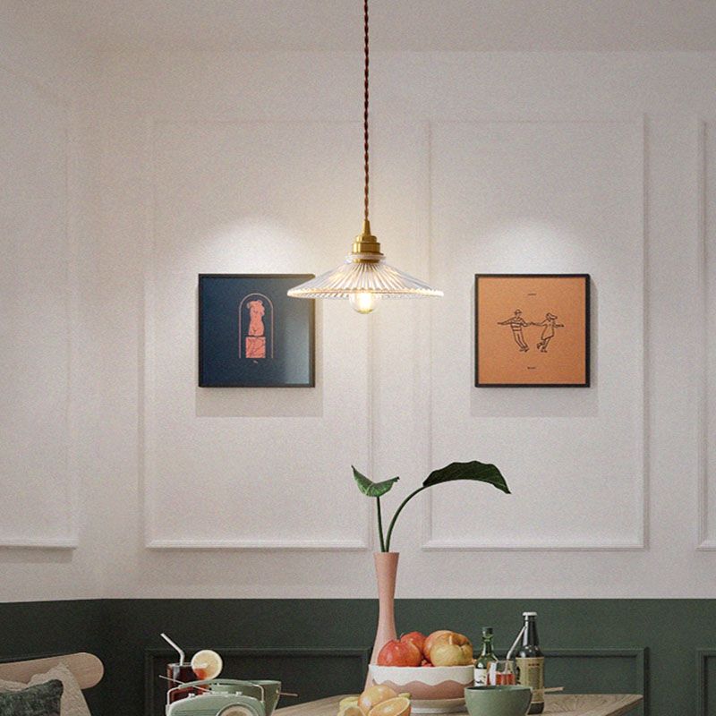 Prismatic Glass Vintage Hanging Pendant Light 1-Light Drop Pendant for Dining Room