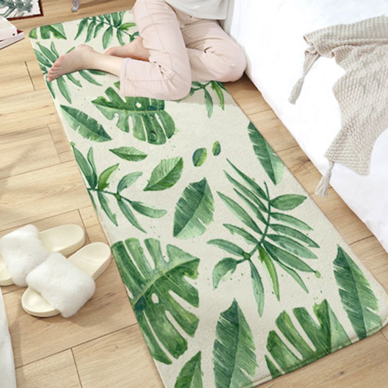 Green Modern Rug Polyester Plant Area Rug Washable Indoor Rug for Home Decoration