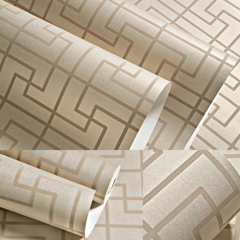 Contemporary Symmetry Wallpaper Roll Light-Color Geometry Wall Art for Living Room