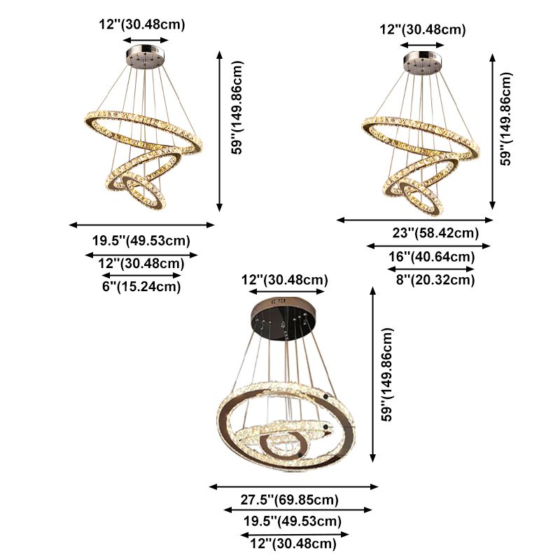 Lampade lampadario moderno ad anello lampada lampadario a più testa con tonalità di cristallo